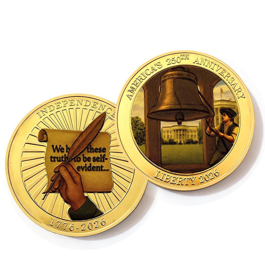 250th Anniversary Commemorative Coin Independence Day Founding Medal Challenge Coin Embossed Metal Coin Color Printed Badge