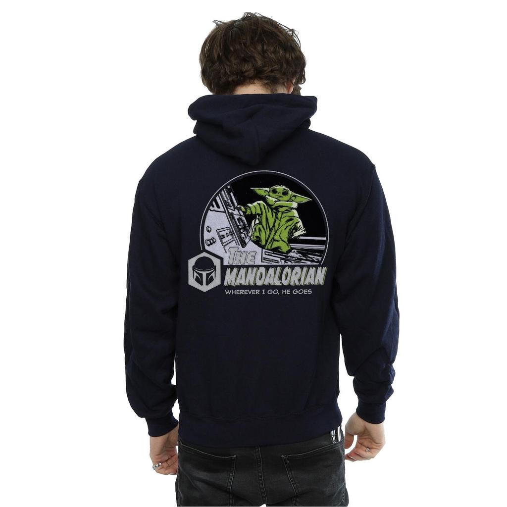 STAR WARS Mens The Mandalorian He Goes Pocket Hoodie