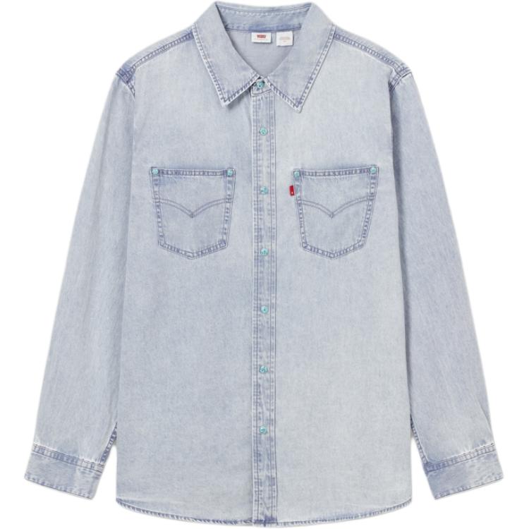 

Levis Workwear Свободная Повседневная Мягкая Удобная Рубашка с Длинным Рукавом Мужские рубашки Светло-голубая 003KW-0002 S
