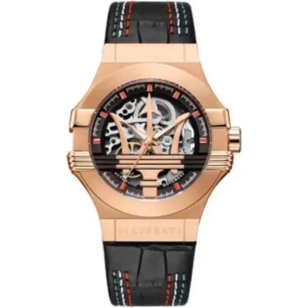 

Maserati Potenza Black Leather Brown Men s Quartz Movement R8821108026 чорний