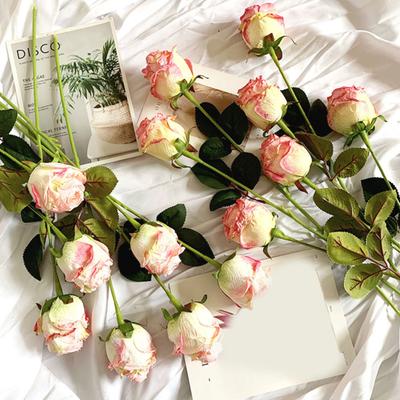 Artificial Rose Burnt Edge Simulated Rose Realistic Artificial Flower for Home Wedding Garden Decoration