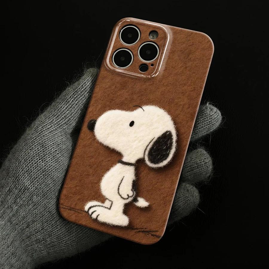Custodia Kawaii Snoopy Cartoon per Telefono per IPhone 16 Pro Max 15 14 Plus 13 12 11 XS Max X XR Bumper Opaco Antiurto