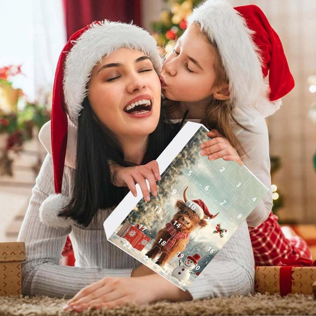 Christmas Countdown Calendar With Acrylic Cow Decor For Holiday Party Gifts And Festive Decor