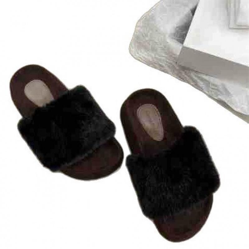 Platform slippers French leopard print fluffy slippers women's shoes wear new models in autumn and winter 2025