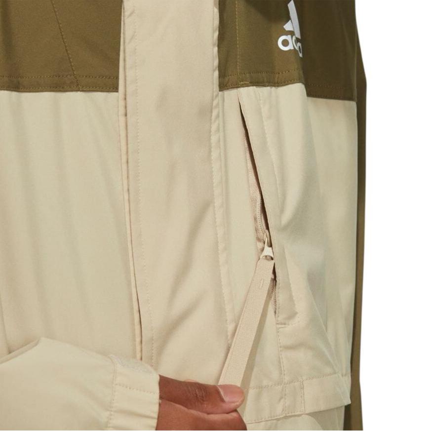 adidas Jaqueta Masculina com Capuz de Cor Blocada Casual de Comprimento Médio Jaquetas Masculinas Marrom HD0047