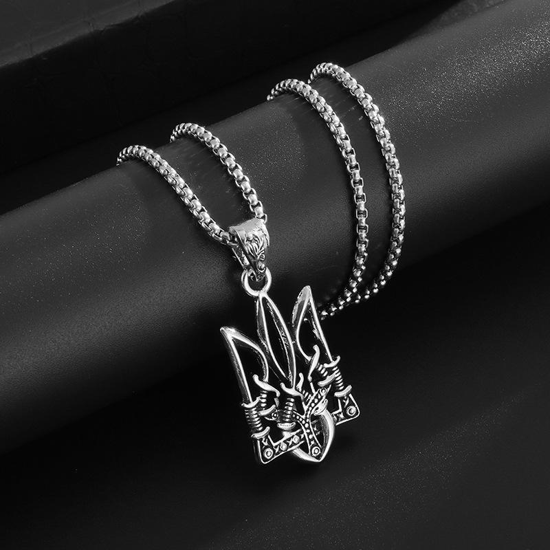 Neptune Trident Hip-hop Fashion Domineering High-end Versatile Jewelry Pendant Necklace