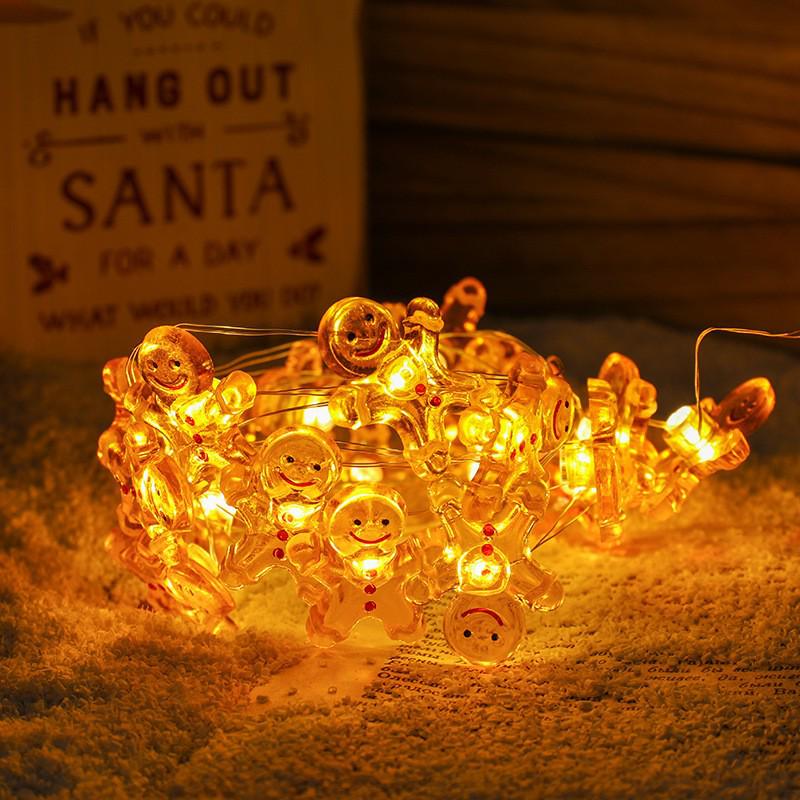 Christmas Decorative String Lights: Copper Wire Snowman, Santa Claus, Tree