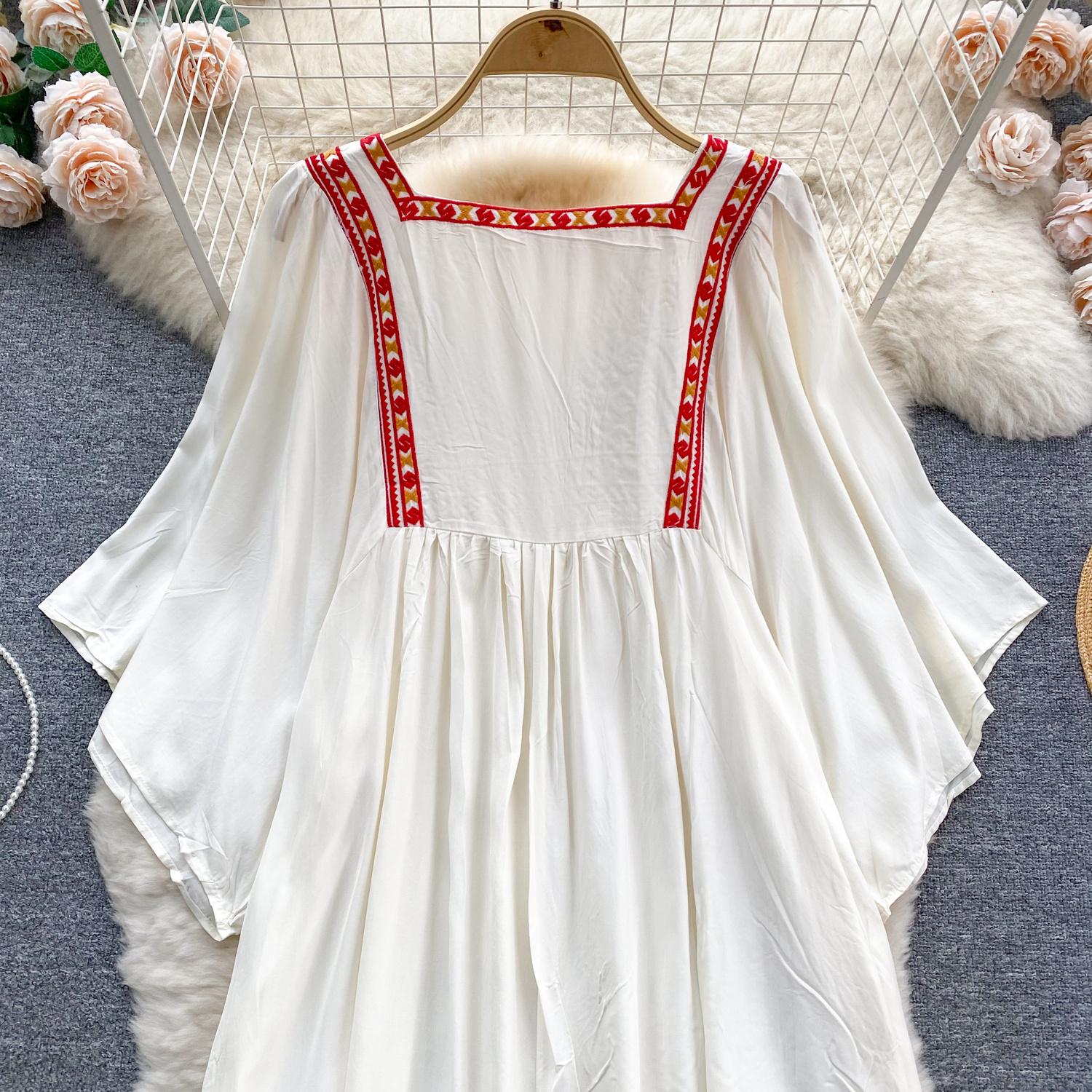 Женские платья Новое поступление V-образный вырез вышитый воланами край длинный — фото 13