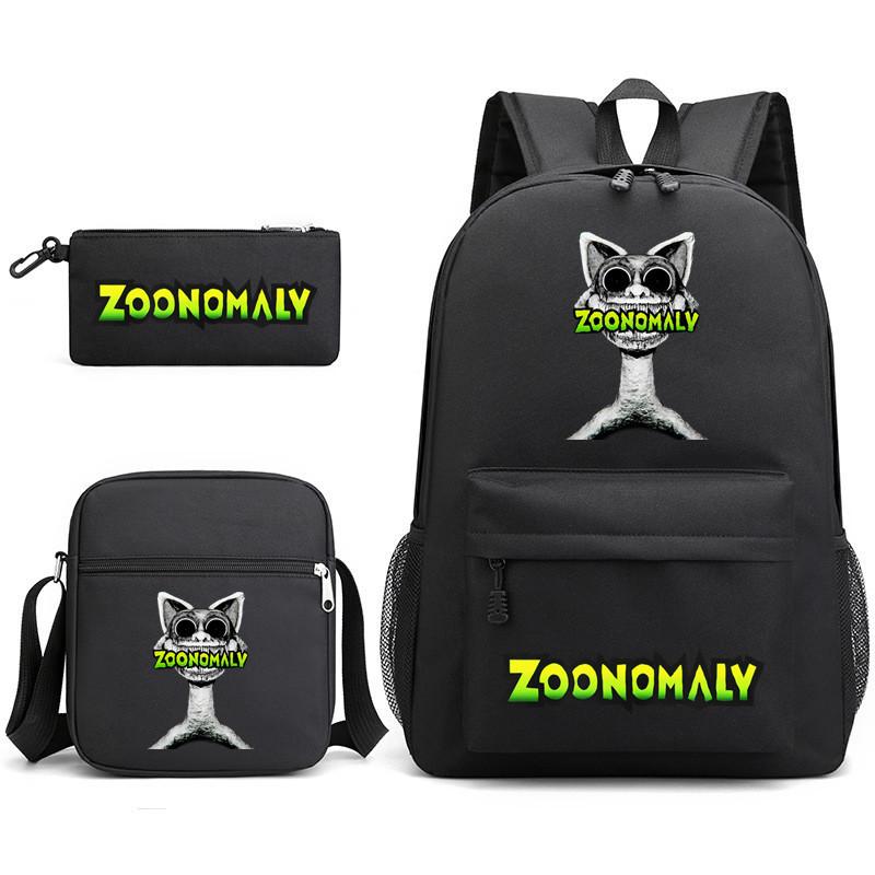 Deformed Zoo School Bag Male and Female Students Three-piece Large Capacity Backpack