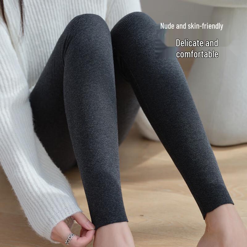 Langsha Women's Ribbed Cotton High-Waist Leggings