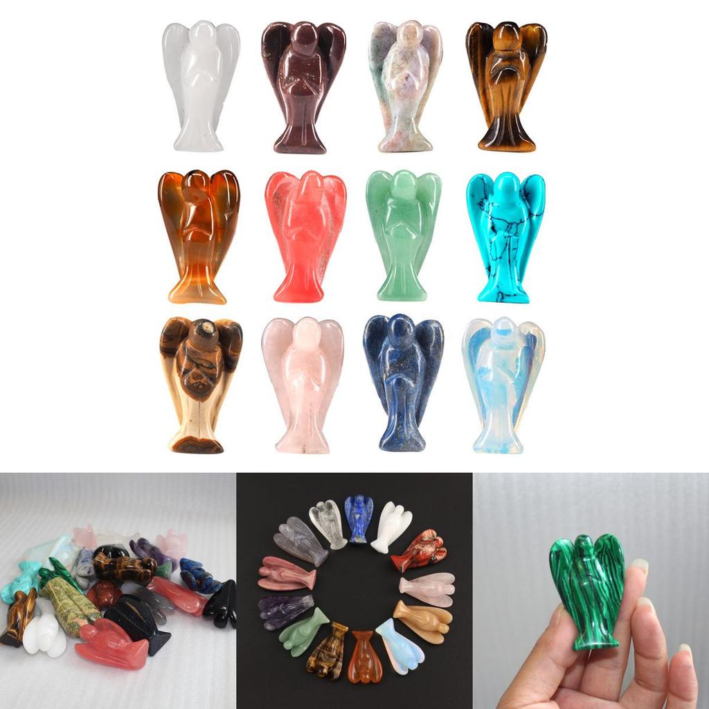 Exquisite Natural Gemstone Healing Crystal Carved Pocket Guardian Angel For Home Decor Gift