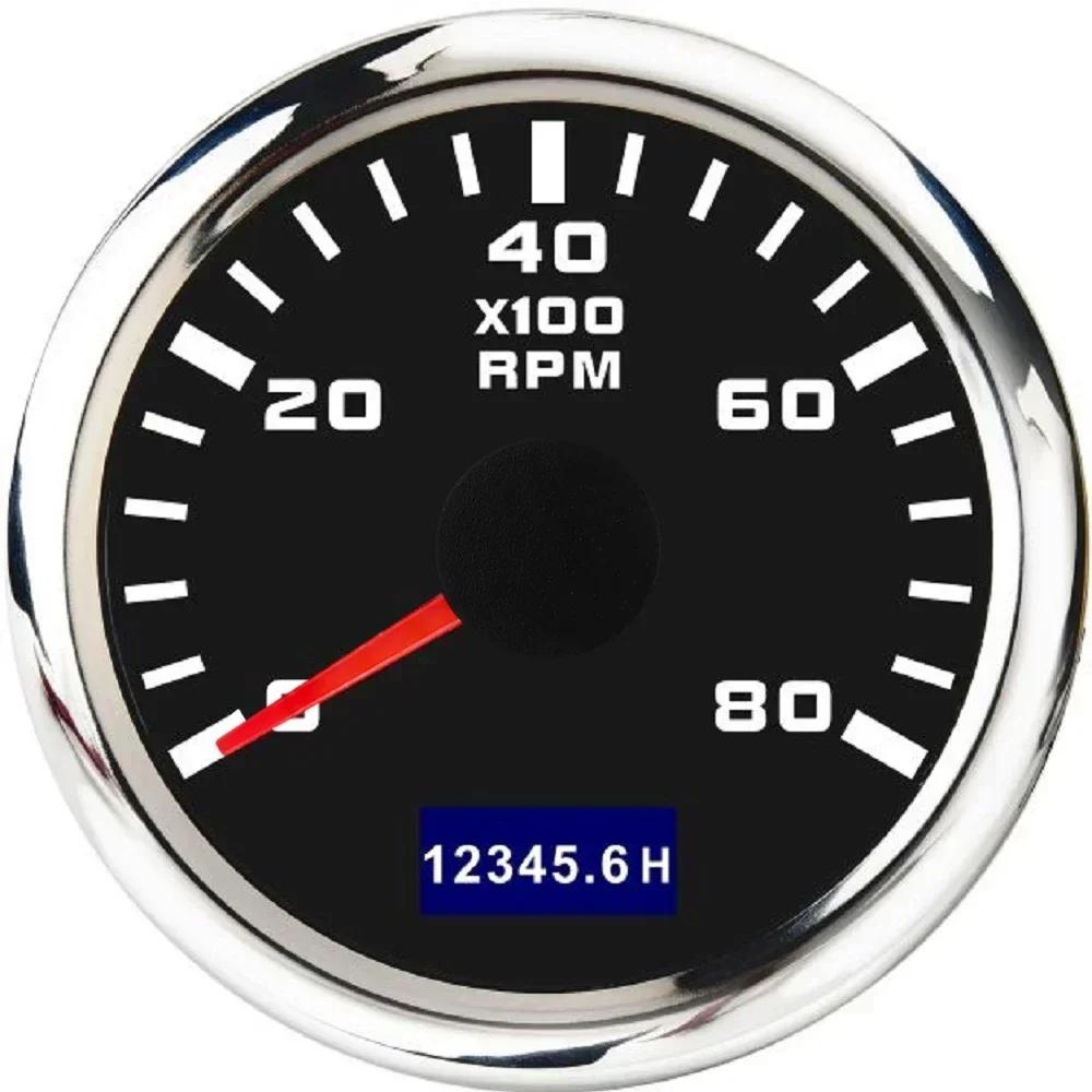 2" 52mm Tachometer 7 Color Backlight Tach Car Gauge Waterproof Digital LCD Hour Meter for Universal 12V24V Car Marine Boat Yacht