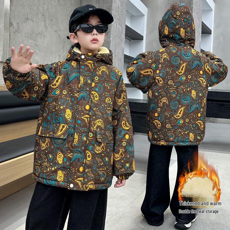 Boys' Fleece-Lined Hooded Cotton Jacket 2025 - Thick, Warm Parka for Kids