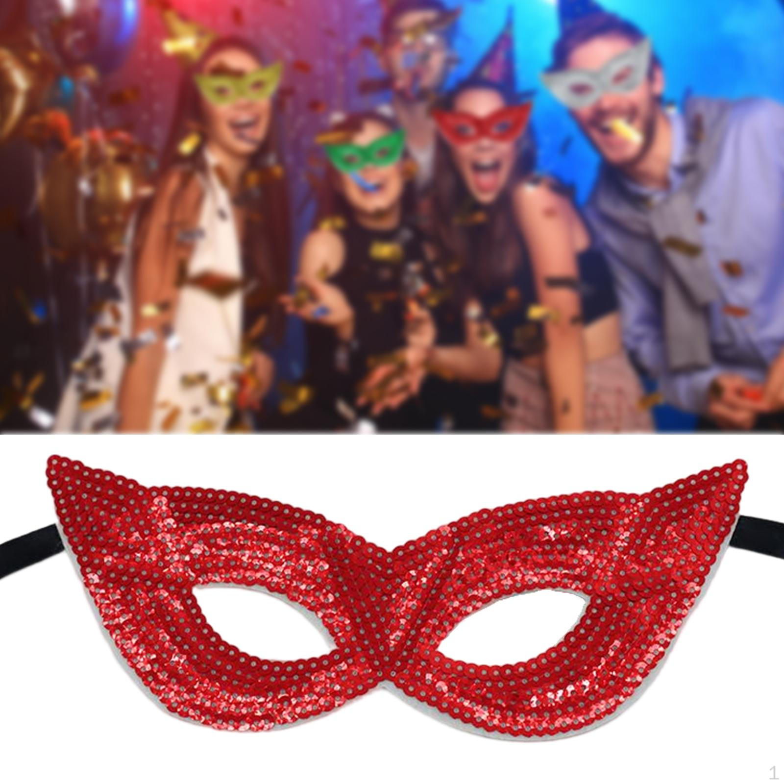 

Glitter Masquerade Eye Mask Costumes Accessory Half Face Fancy Dress Eyemask for Halloween, Night Red