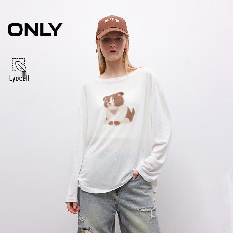 ONLY Women s Lightweight Loose Fit Pet Print Long-Sleeve T-Shirt XL
