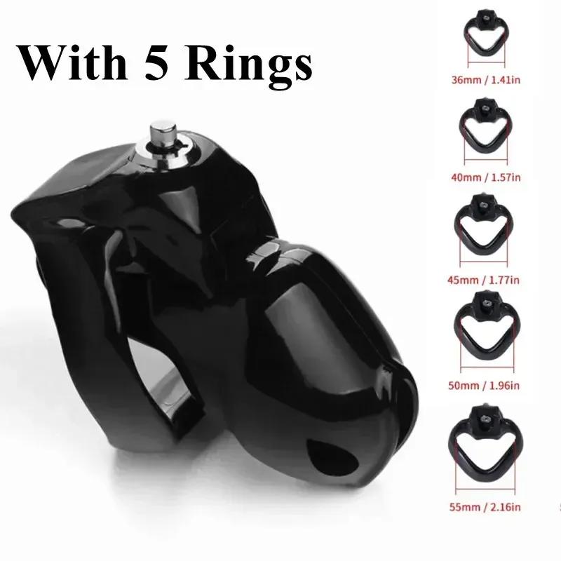 2025 New HT-V5 Chastity Cage Set with 36/40/45/50/55mm Size Penis Rings for Men Bondage Training Device Cock Lock Fetish Sex Toy