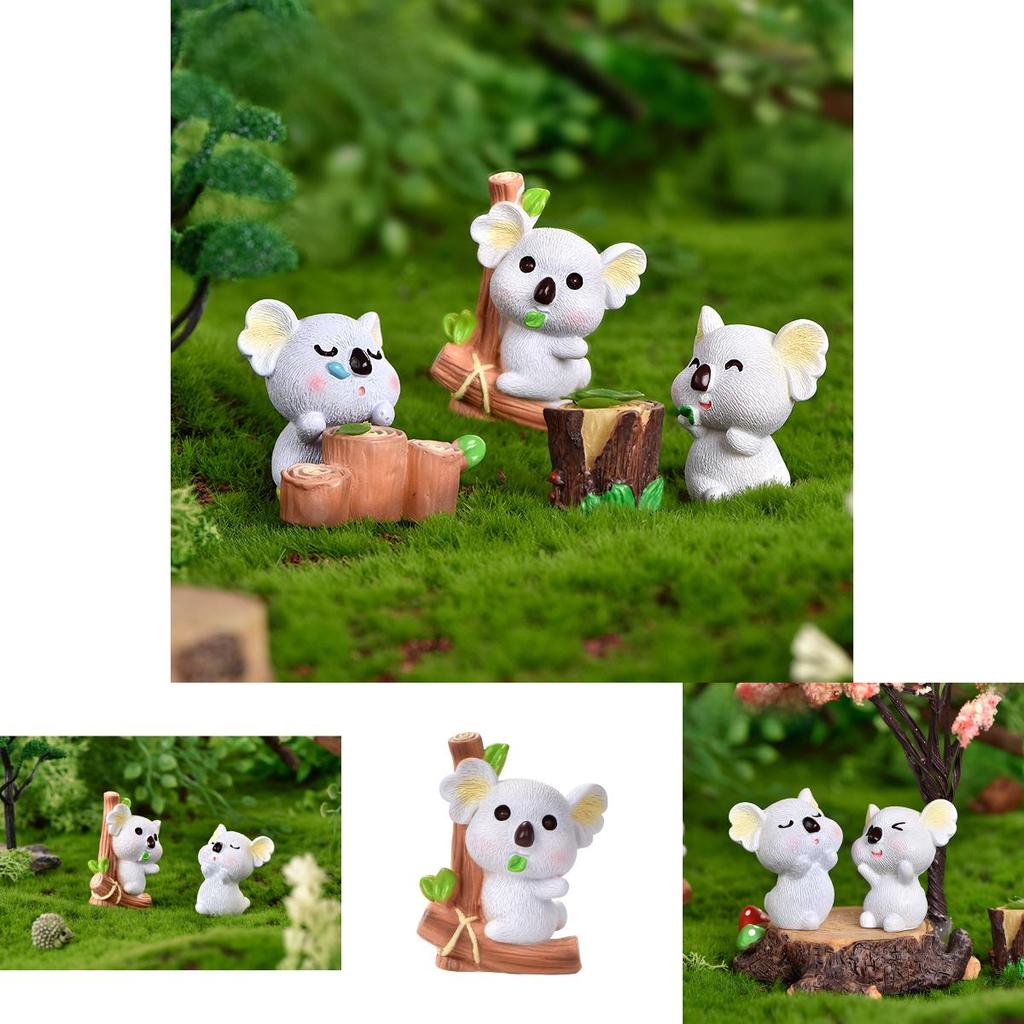 Cartoon Style Resin Koala Figurine Lovely Micro Landscape Diy Decor Crystal Ball Ornament