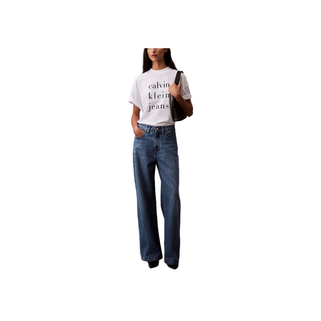 Calvin Klein Casual Comfortable Round Neck Loose Short Sleeve T-Shirt Women Tops Bright-White 47B827G-110