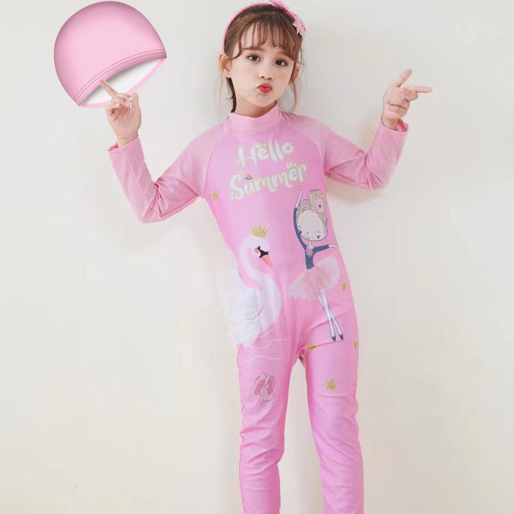 Uroczy strój kąpielowy dla niemowląt z długim rękawem, ochroną przeciwsłoneczną i spodniami