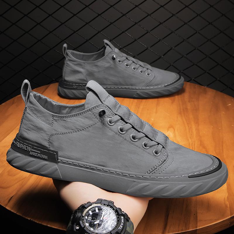 2025 spring new breathable ice silk old Beijing cloth shoes Korean version trendy versatile shoes men's casual canvas board shoes