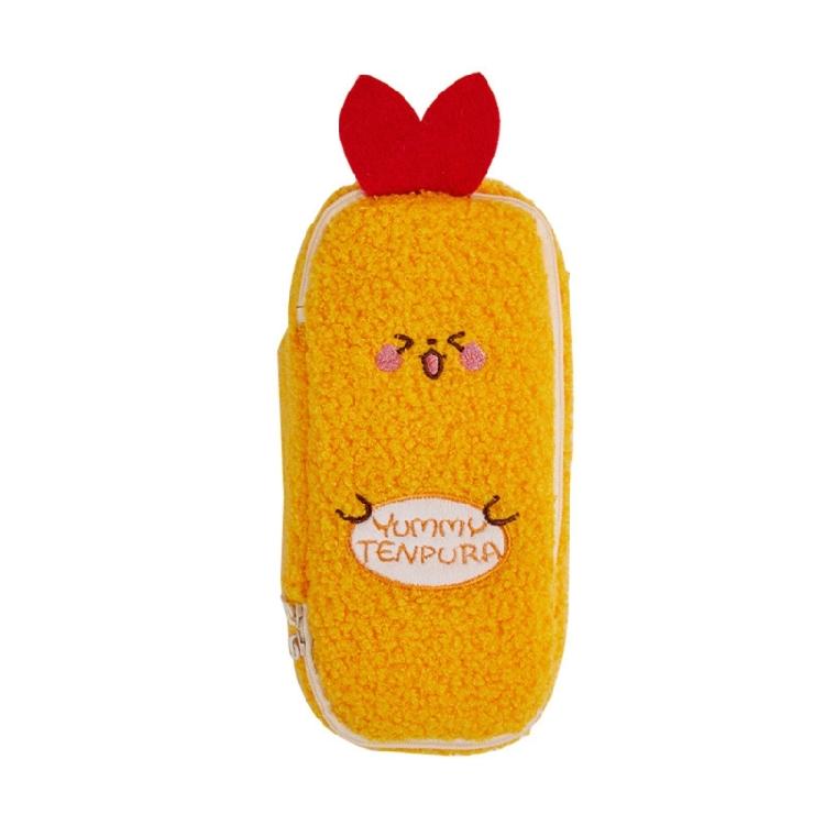 Cartoon Furry Shrimp Pencil Case Large Compartment Plush Pencil Pouches Zippered Closure For Offices School Travel Use