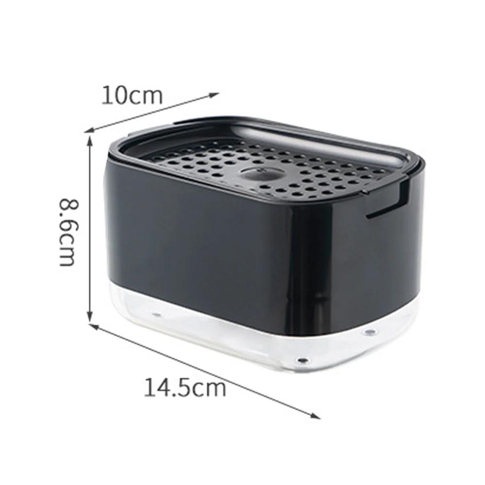 Soap Dispenser With Sponge Holder Cleaning Liquid Pump Dispenser Manual Press Soap Dispensing Bottle For Kitchen Dish Soap Box