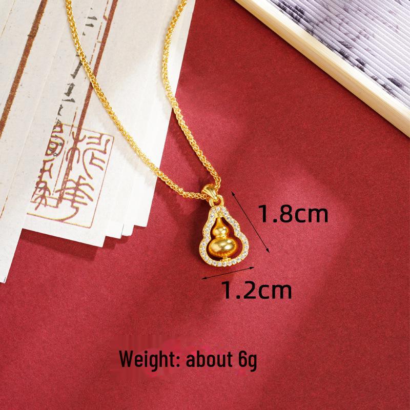 Ancient Vietnamese Gold Sand Pixiu Diamond Pestle Pendant Gourd Necklace