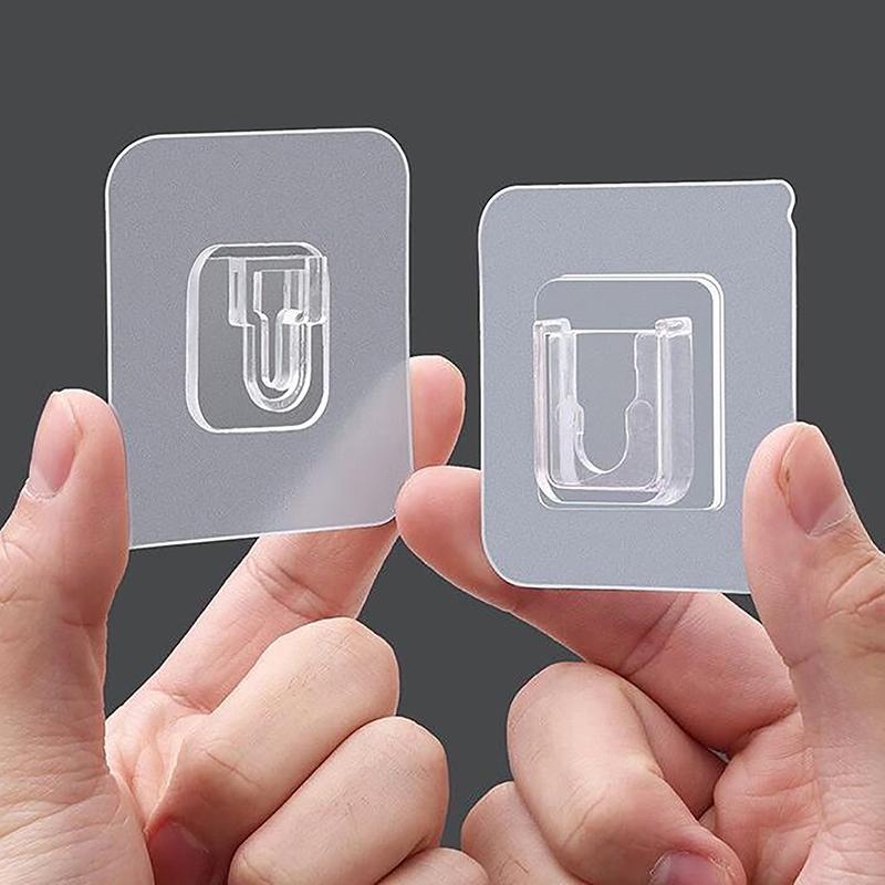 1-10Pairs Double-Sided Adhesive Wall Hooks Transparent Suction Cup Sucker Hooks Bedroom Kitchen Multi-Purpose Organizer Holders