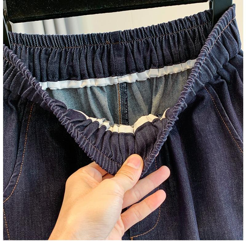 DIMANAF 2025 Plus Size Jeans Long Harem Pants Women Casual Basic Trousers 5XL High Waist Elastic