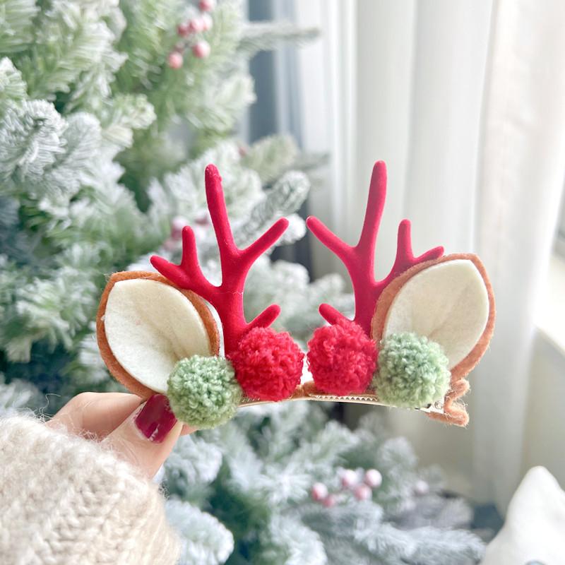 Cute Christmas Elk Ear Hair Clip Women Girl Santa Hairpin Xmas Party Barrettes for Kids Cosplay Headwear Child's Christmas Gift