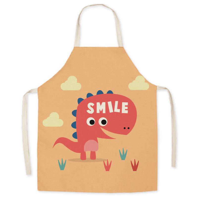 Cartoon Dinosaur Oil-Proof Apron for Adults & Kids - Sleeveless Halter Design