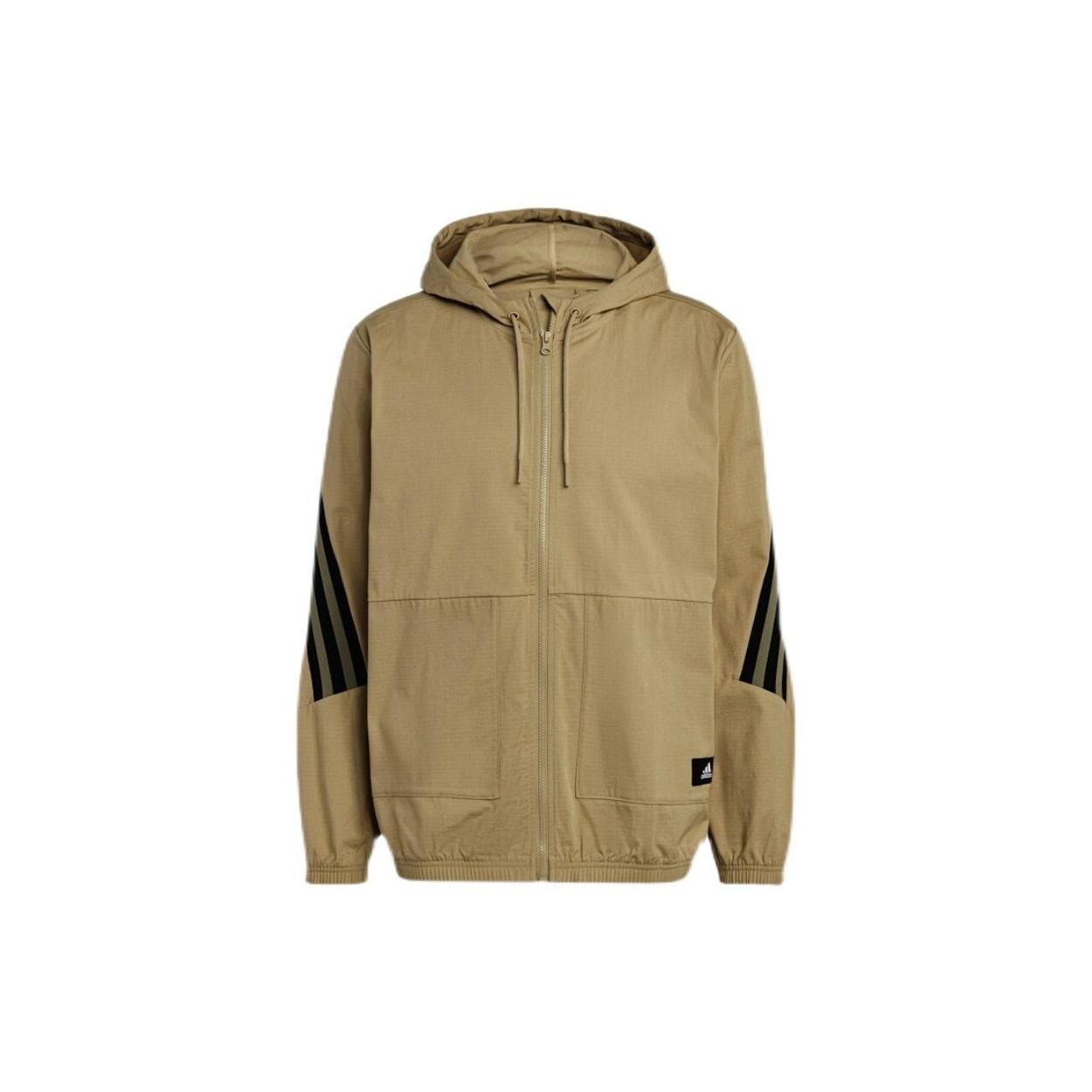 adidas hooded Windproof Athleisure Casual Sports Jacket Khaki Men s H21536 L