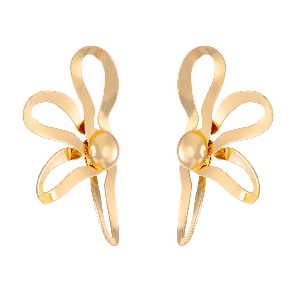 Vintage Steampunk Exaggerated Design Big Stud Earrings for Women High Quality Alloy Hollowed Flower Petal Personality Earring