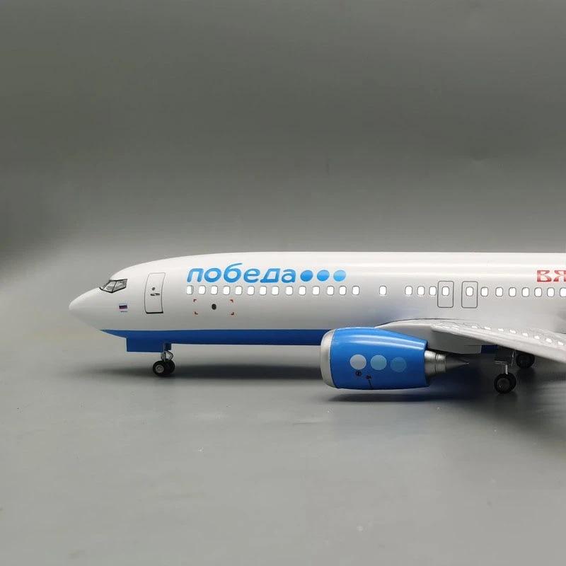 47cm 1:85 Scale Model Russian Victory Airlines Boeing 737 Airplane Airways Diecast Resin Aircraft Office Decor Display Gift