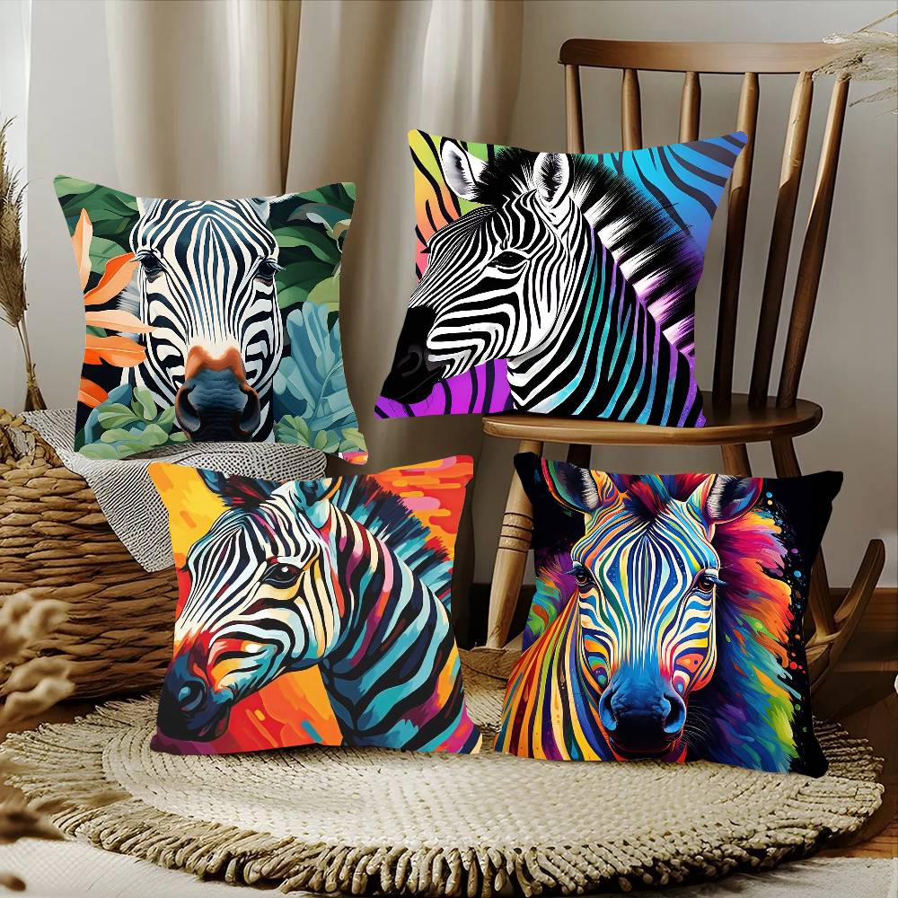 Abstract Zebra Color Pillow Case Fashion Square Pillowcase Bedroom Sofa Room Ins Decoration Leisure