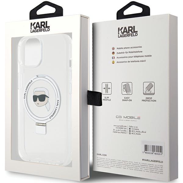 Karl Lagerfeld Klhmp15Shmrskhh Iphone 15 / 14 / 13 6.1 Biały/White Hardcase Ring Stand Karl Head Magsafe