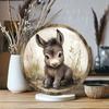 Vintage Donkey Metal Sign 8x8 Inch Retro Farmhouse Tin Round Aluminum Wall Art 2D Flat Decor for Home Bar Cafe Man Cave