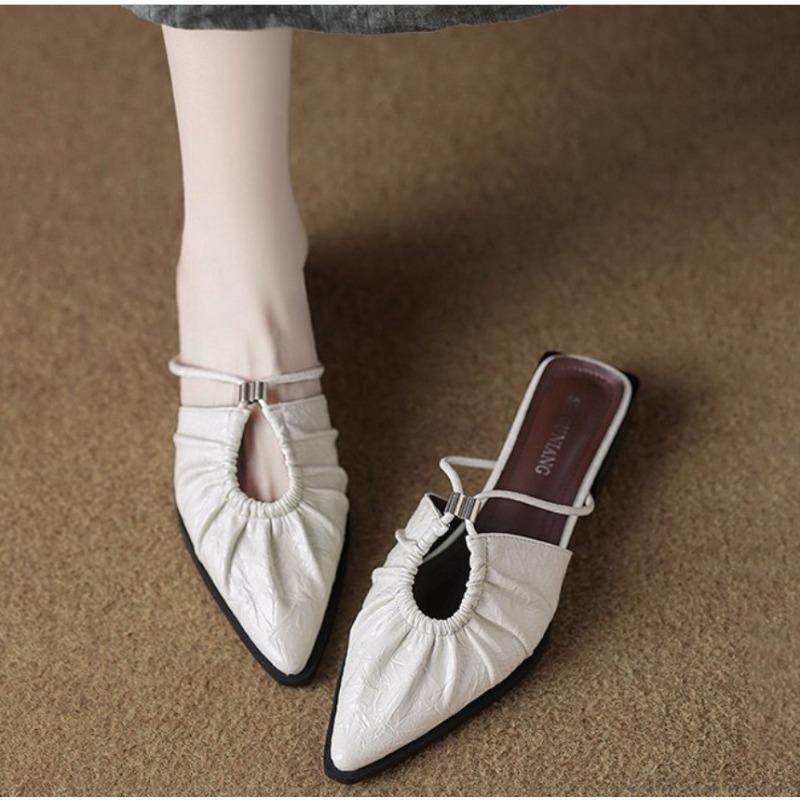 Fashion New Fashion Low Heel Shoes for Women Baotou Slippers Solid Square Toe Summer Fashion Hot Sale Women's Slippers Versatile Style