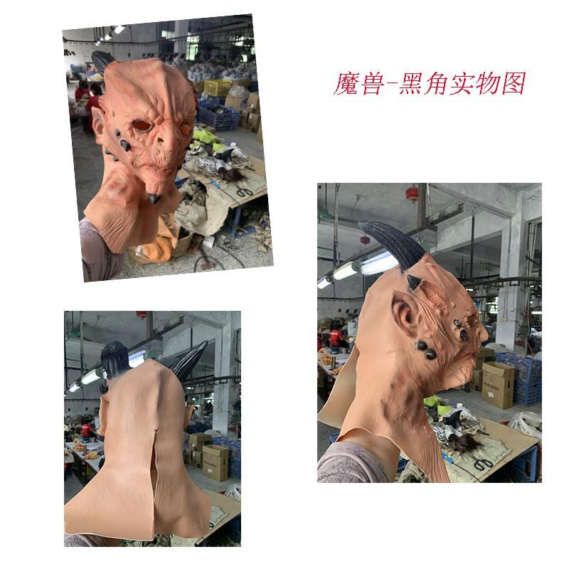 Halloween Warcraft Demon Mask Scary Cosplay Headpiece With Horns Orc Costume Accessory