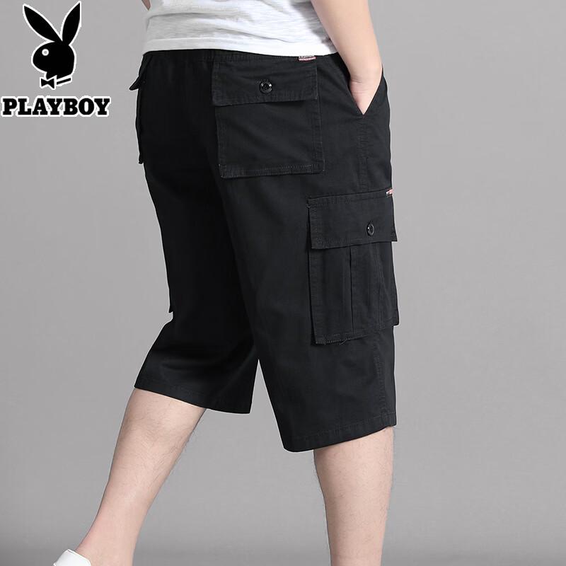 

PLAYBOY Men s Plus Size Cotton Summer Cargo Capri Pants 3XL (fits 148-176 lbs)