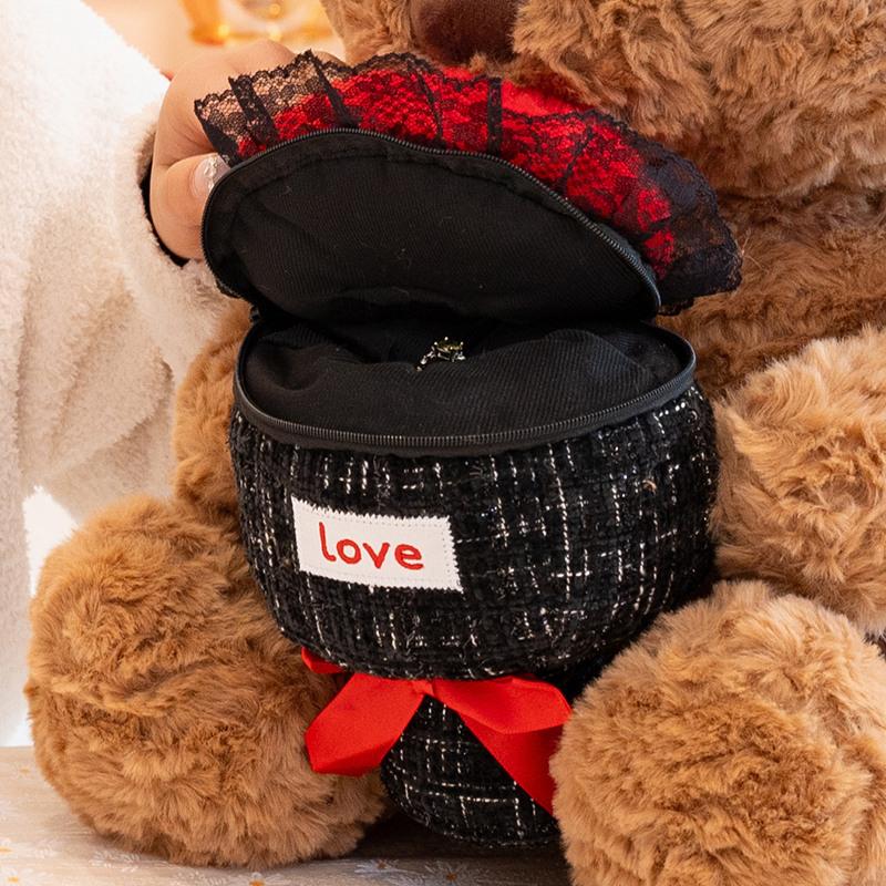 Birthday Hat Cake Bear Doll Cute Bear Plush Toy Rose Bear Soothing Ragdoll Valentine's Day Gift