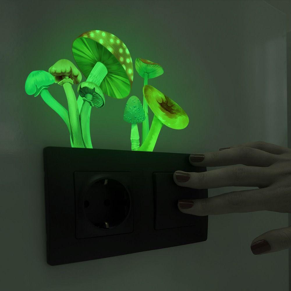 Self-adhesive Luminous Mushroom Wall Stickers Glow in the Dark DIY Fluorescent Switch Declas
