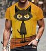 Funny Cat Pattern T-Shirt For Men Personality Animal 3D Printed T Shirts Summer Loose Short Sleeved Tops Casual Round Neck Tees