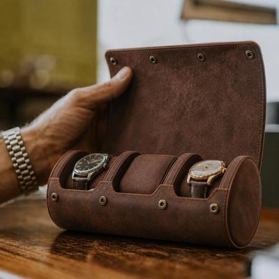CONTACT'S Genuine Leather Men Watch Case Luxury Designer 1/2/3/4 Slots Egg-Shaped Watch Box Women Watches Travel Watch Bags