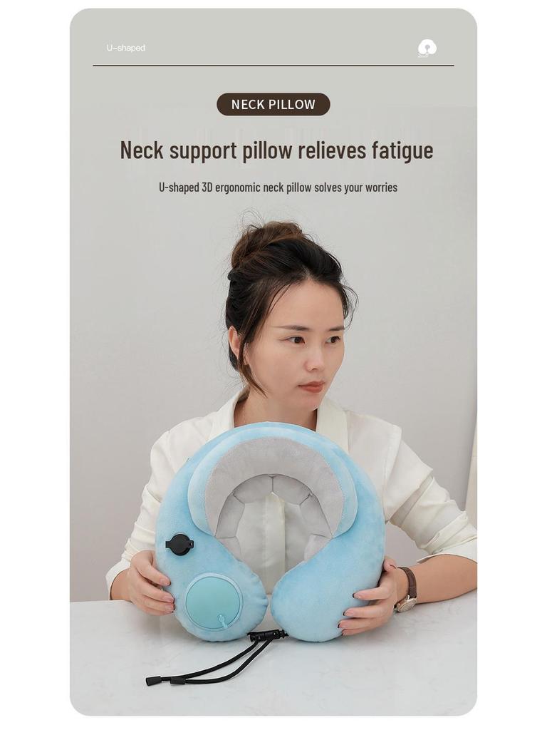 Inflatable Travel Pillow - U-shaped, Foldable Neck Support for Airplane, Car, Office & Outdoors