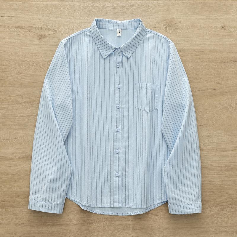 Autumn Women Striped Shirts Long Sleeve Cotton Blouses Turn Down Collar Office Lady Tops Casual Female Clothes