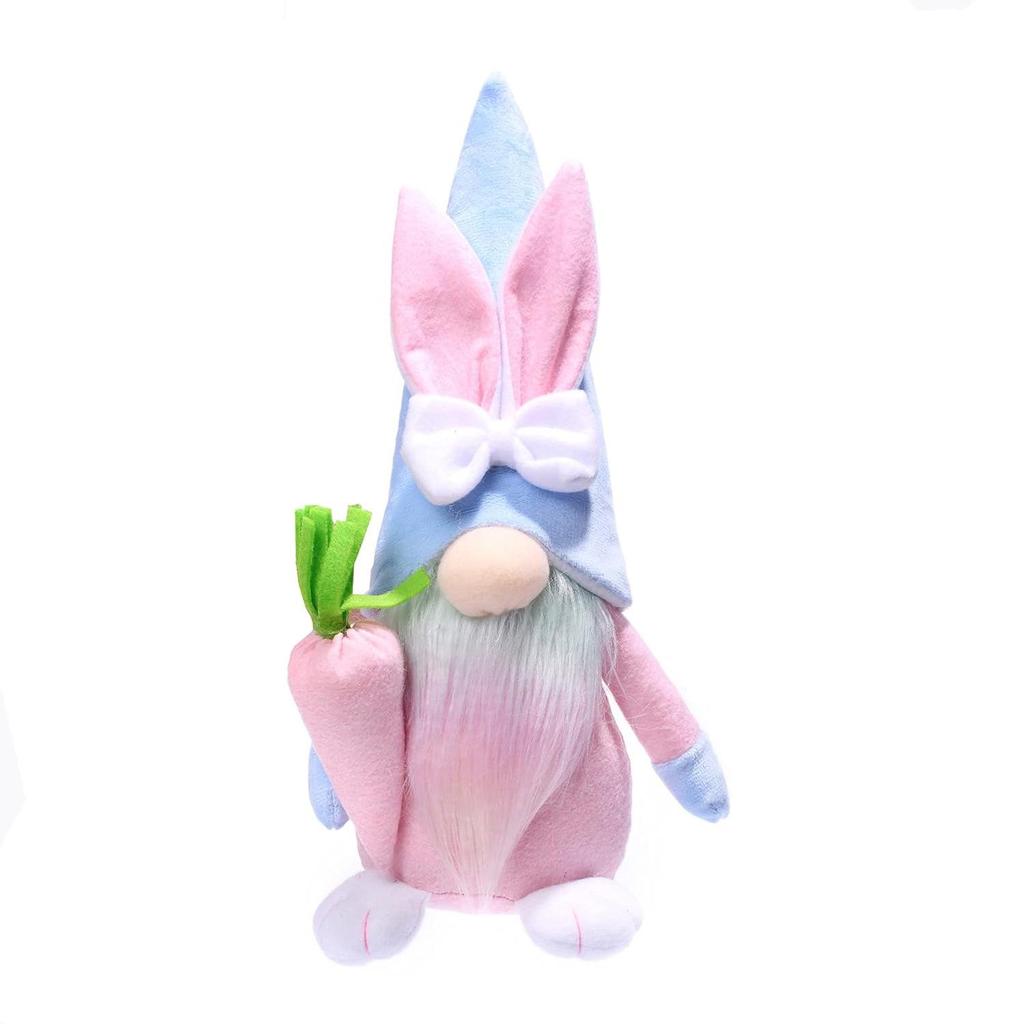 Faceless Bunny Doll with Radish-Colored Egg Ornament for Easter Party Décor