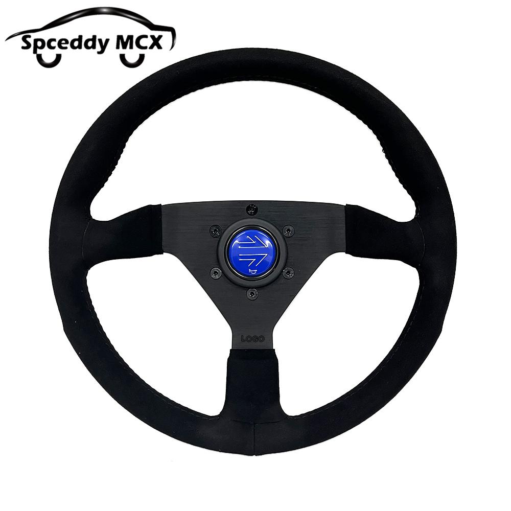 JDM V2 13inch Italy Suede Leather Universal Racing Sport Steering Wheel 320mm Flat Black Red Yellow BlueV232000