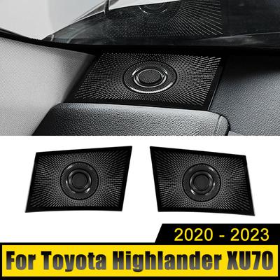 For Toyota Highlander Kluger XU70 2020-2022 2023 Stainless Car Front Dashboard Vent Sound Speaker Cover Panel Air Trims Stickers