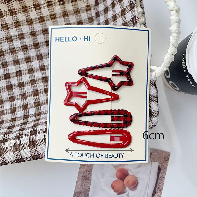 4Pcs/Set Retro Morandi Plaid Bb Hair Clips Daily Side Bangs Clip Baby Hairpin For Women And Girls Hair Accessory